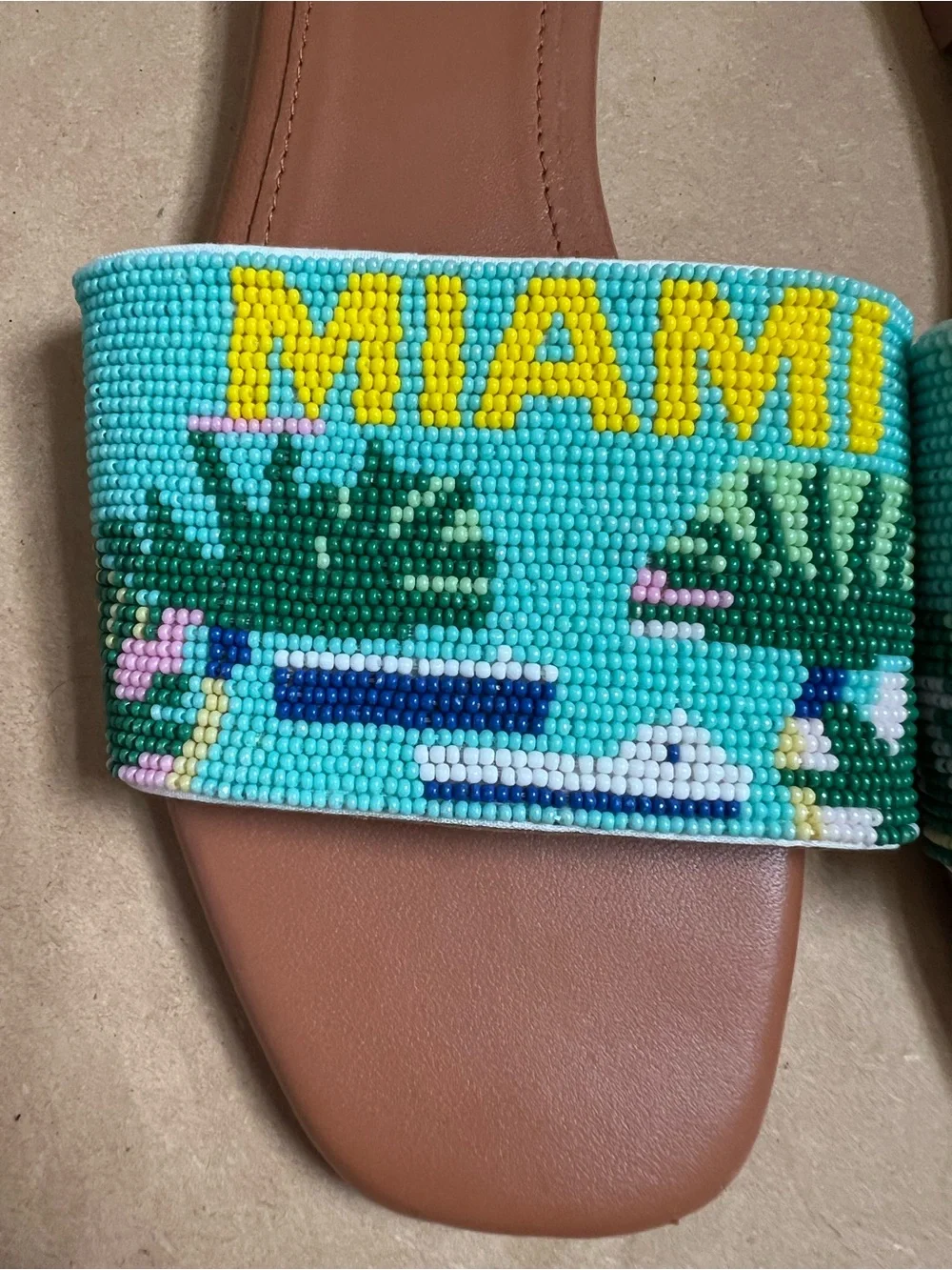 New Anthropologie Maeve The Fiona Beaded Miami Slide Sandals Shoes Size 36